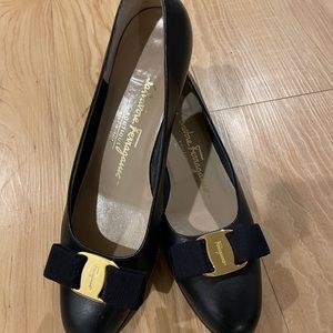 Blue Ferragamo dress shoes